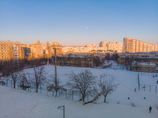 Winter seen from above. Aerial view