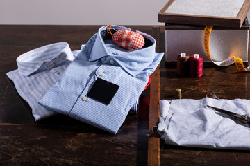 view of a tailored suit from a tailor in his studio