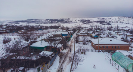 Winter seen from above. Aerial view