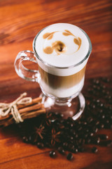 Cup of coffee latte for lefties 