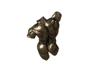 Metal sculpture on a white background. 3D Rendering