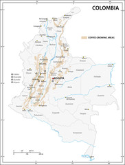 Obraz premium Map of the coffee growing areas of Colombia
