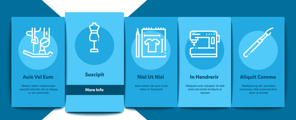 Sewing And Needlework Onboarding Mobile App Page Screen. Sewing Needle And Measure, Dummy And Bobbin, Button And Fabric Concept Illustrations