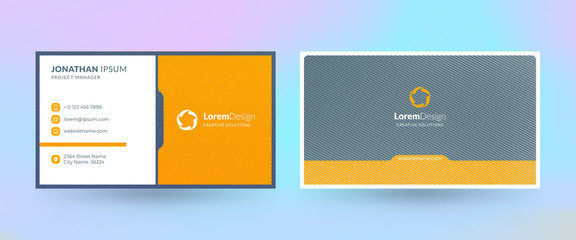 Double-sided horizontal business card template. Vector mockup illustration. Stationery design. Halftone texture