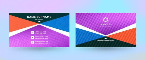 Double-sided horizontal business card template. Vector mockup illustration. Stationery design. Halftone texture