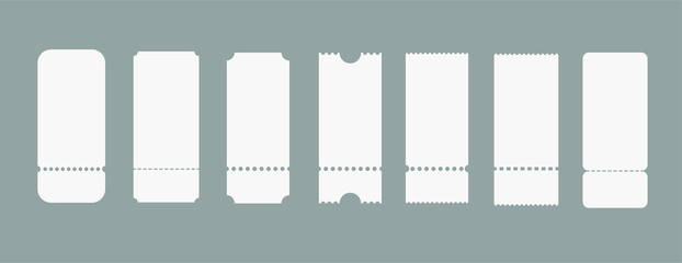 Set blank ticket template. Vector coupon icons on white background. 