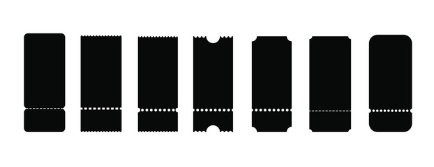 Set blank ticket template. Vector coupon icons on white background. 