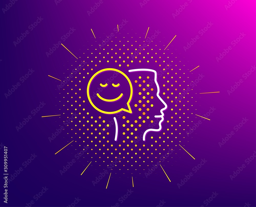 Aufkleber positive thinking line icon. halftone pattern. human communication symbol. smile chat sign. gradient