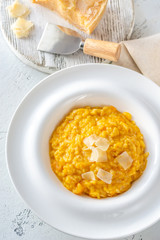 Portion of pumpkin risotto