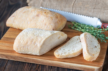 Ciabatta on wooden board