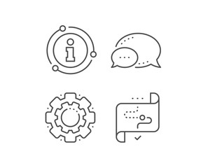 Target path line icon. Chat bubble, info sign elements. Stratery goal sign. Core value symbol. Linear target path outline icon. Information bubble. Vector