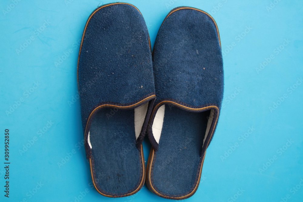 Wall mural slippers at home in color background