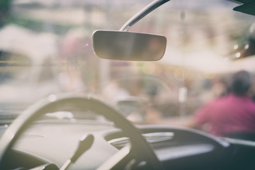 Abstract view from the inside of a car