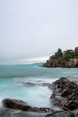 Cold winter day with stormy sea at Bogliasco
