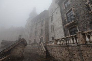 Naklejka premium Old building in french village in the mist,Danang,Vietnam