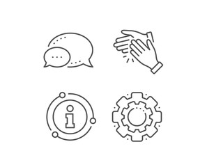 Clapping hands line icon. Chat bubble, info sign elements. Clap sign. Victory gesture symbol. Linear clapping hands outline icon. Information bubble. Vector