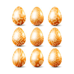 Chicken eggs with patterns on a white background in vector EPS10