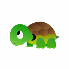 Illustration of Turtle Cartoon, Cute Funny Character, Flat Design