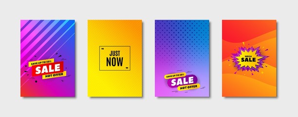 Just now symbol. Cover design, banner badge. Special offer sign. Sale. Poster template. Sale, hot offer discount. Flyer or cover background. Coupon, banner design. Vector