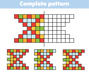 Find missing part and complete pattern. Puzzle educational game for children and kids.