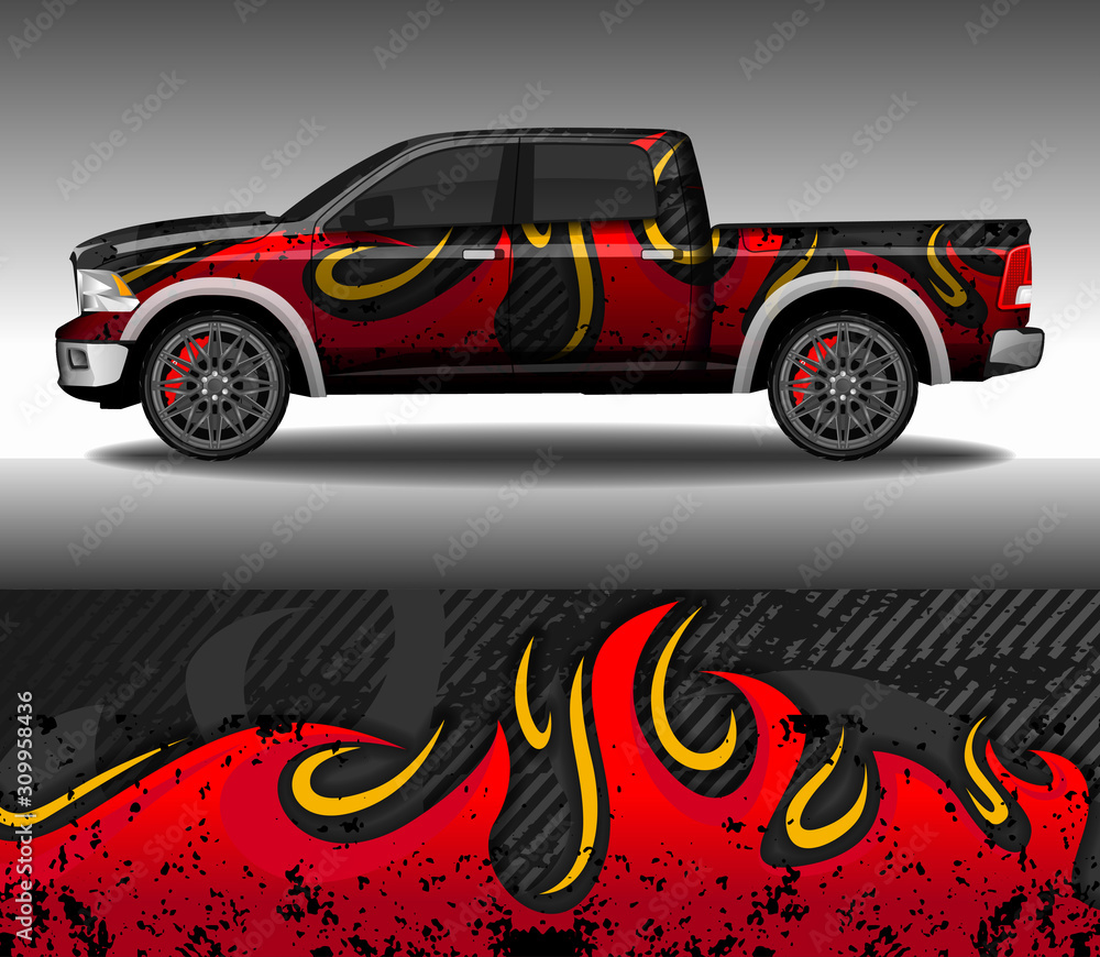 Sticker car wrap decal design vector, custom livery race rally car vehicle sticker and tinting.