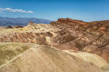 Fototapeta premium Zabriskie Point, is a short walk uphill from the parking area. Located east of Furnace Creek on Hwy 19, Death Valley, USA