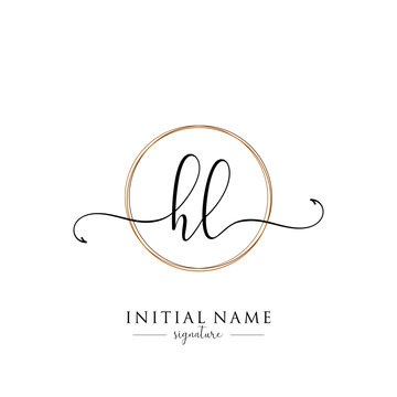 Initial Letter HL Signature Handwriting and Elegant Logo Design Vector