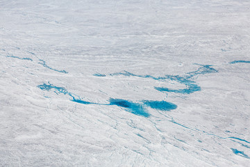 Schmelzwasserseen auf dem Inlandseis in Grönland