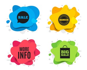 More info symbol. Liquid shape, various colors. Navigation sign. Read description. Geometric vector banner. More info text. Gradient shape badge. Vector