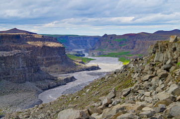 The Power and magic of powerful Iceland Dettifoss Waterfall Cascade