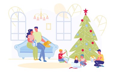 Obraz na płótnie Canvas Happy Family Celebrating New Year or Christmas