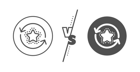 Change bonus points. Versus concept. Loyalty star line icon. Discount program symbol. Line vs classic loyalty points icon. Vector