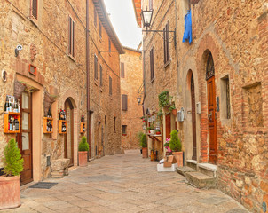 Fototapeta na wymiar Beautiful Italian street of small old provincial town