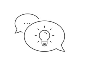 Light Bulb line icon. Chat bubble design. Lamp sign. Idea, Solution or Thinking symbol. Outline concept. Thin line light bulb icon. Vector