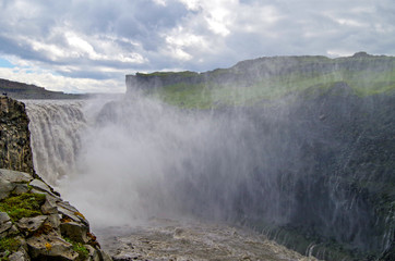 The Power and magic of powerful Iceland Dettifoss Waterfall Cascade