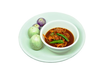 pickled clam with fish sauce eat with fresh vegetable on plate