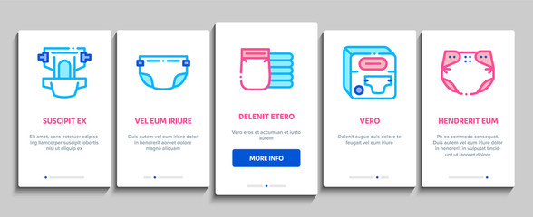 Diaper For Newborn Onboarding Mobile App Page Screen. Diaper For Kids With Drop Of Liquid And Leaf, Multilayer And Comfortable Concept Illustrations