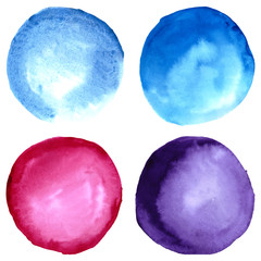 Set of wet watercolor circles. Colorful background  textures.