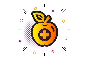 Health apple sign. Halftone circles pattern. Medical food icon. Classic flat medical food icon. Vector