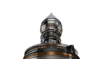 Part of real airplane turbine on light background, 3d illustration