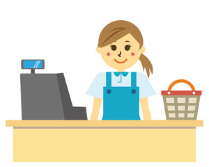 レジ　女性　店員　会計