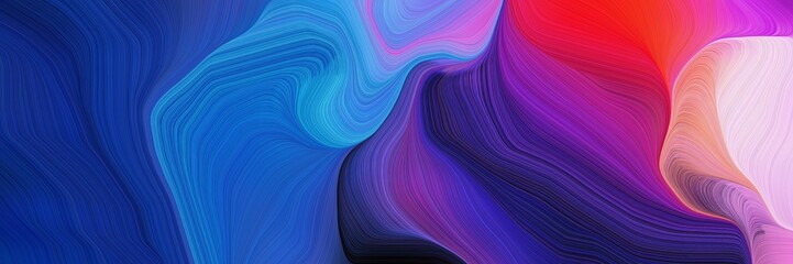 Obraz premium horizontal modern colorful abstract wave background with dark slate blue, orchid and corn flower blue colors. can be used as texture, background or wallpaper