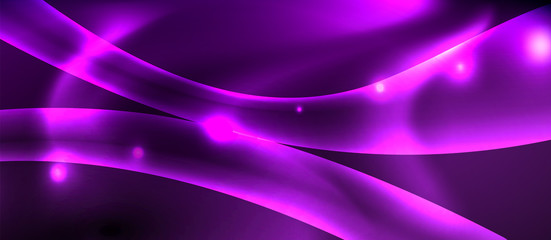 Glossy glowing neon light wave background