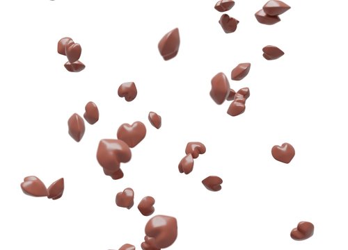 舞うチョコレートハート3DCGイラスト