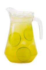 Alcoholic cocktails with ice in glass glasses on a white background.
