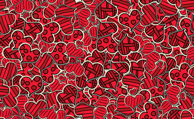 Seamless Valentine's day pattern. Template for printing on wrapping paper. Abstract background of red tint elements