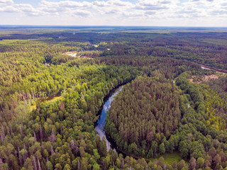 Kerzhenets River in the Nizhny Novgorod Region, Russia. Drone shooting