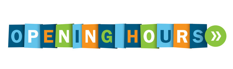 OPENING HOURS colorful vector typographic button