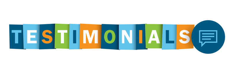 TESTIMONIALS colorful vector typographic button