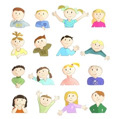 set of pictures of children, boys and girls.on white background.vector image.